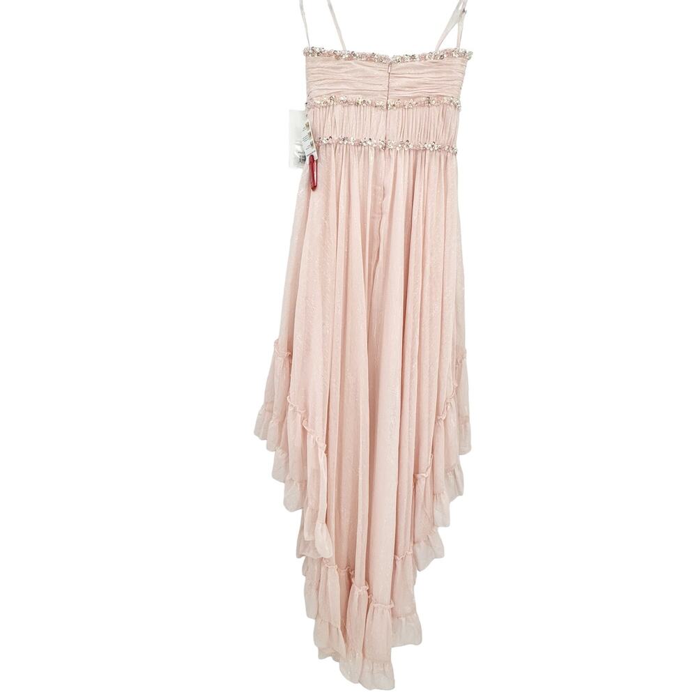 Mac Duggal Beaded Ruffle High Low Prom Gown in Ice Pink Size 4 NWT - Picture 10 of 12